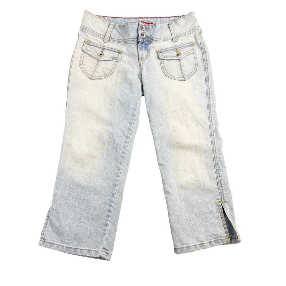 GLO Women Light Wash Low Rise Capri Jeans Y2K Cropped Denim Pants Size 3